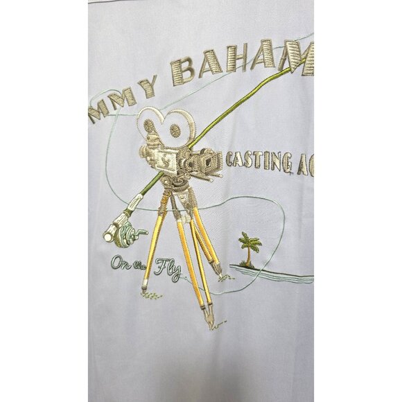 Tommy Bahama Men's XL 100% Silk Relax Shirt Embroidered Back Graphic Light Blue - Picture 4 of 8